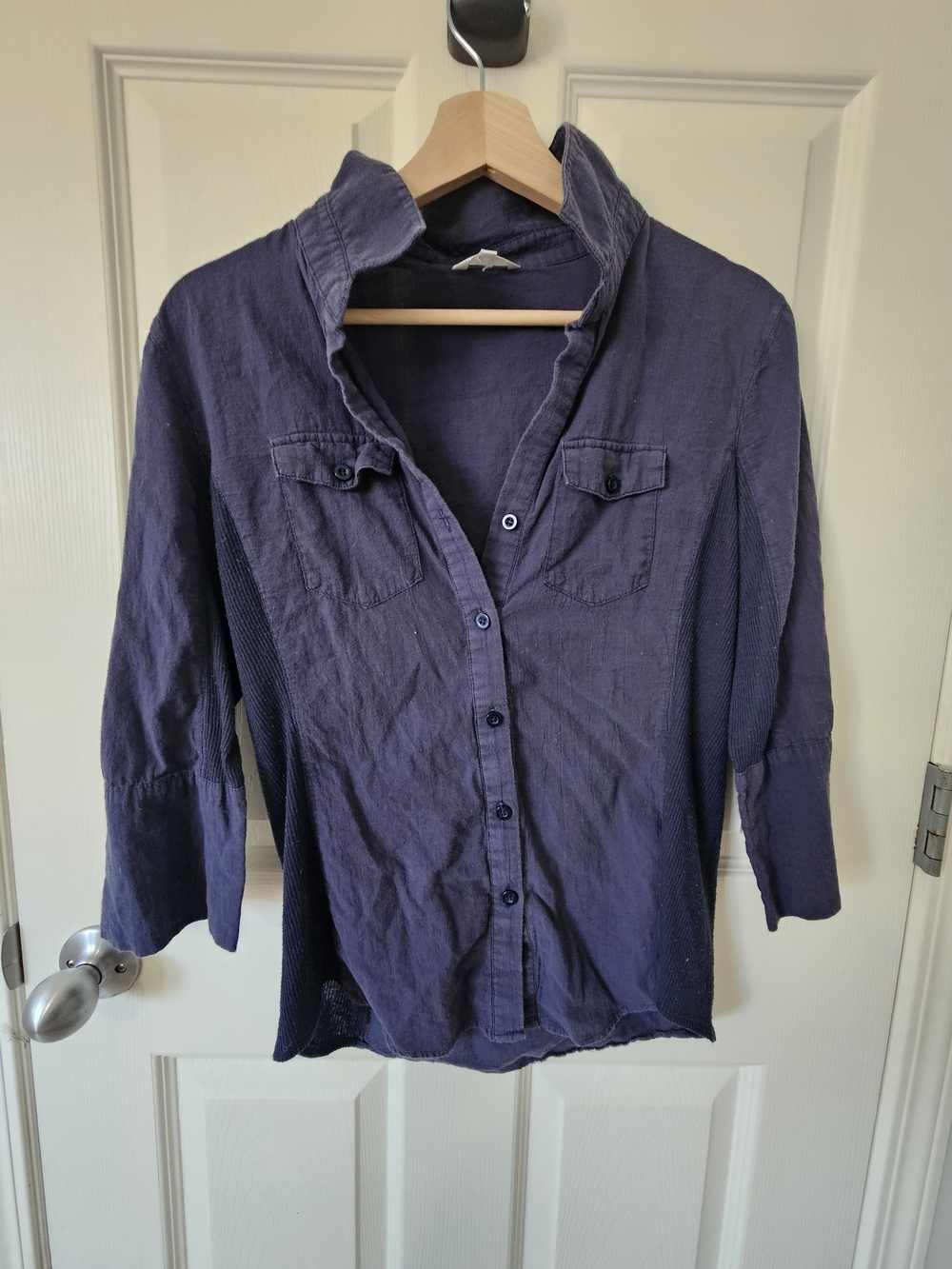 Women's Navy Button-Front Shirt